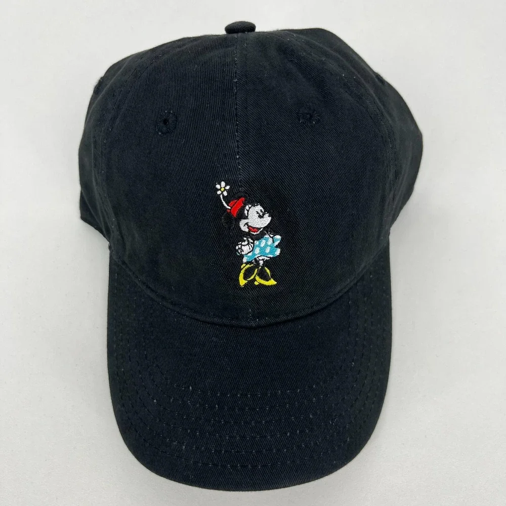 Disney Minnie Mouse Embroidered Baseball Cap Black Adjustable Dad Hat New NWT
